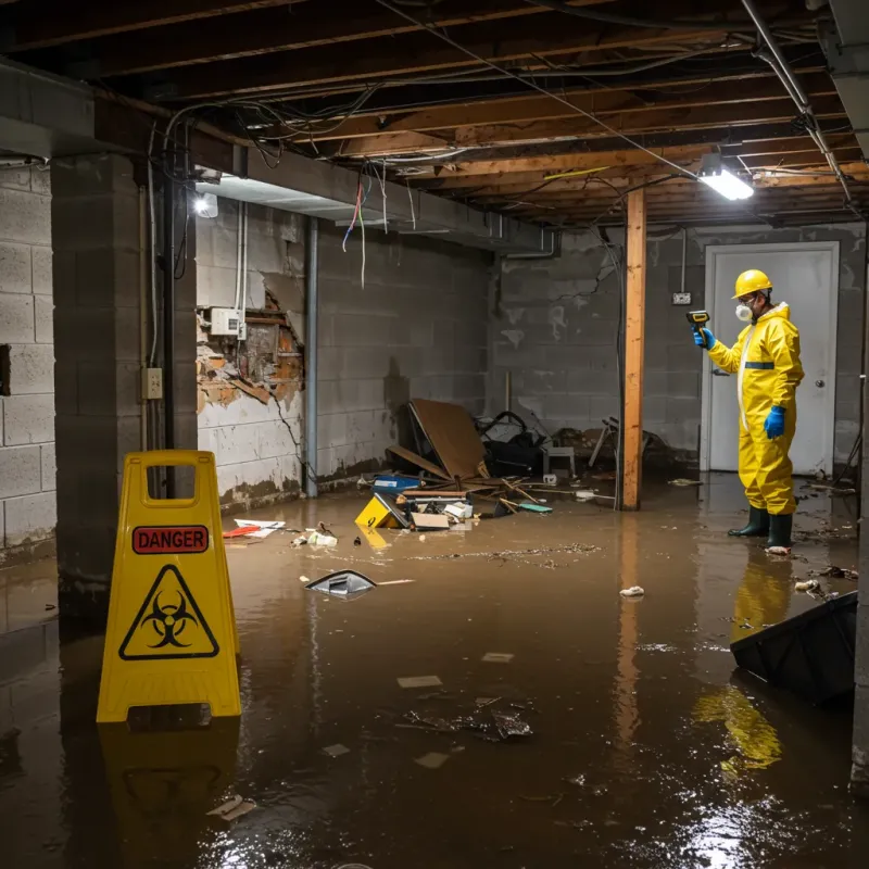 Flooded Basement Electrical Hazard in Roanoke, IN Property